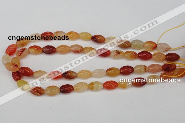 CFG54 15.5 inches 10*16mm carved rice agate gemstone beads