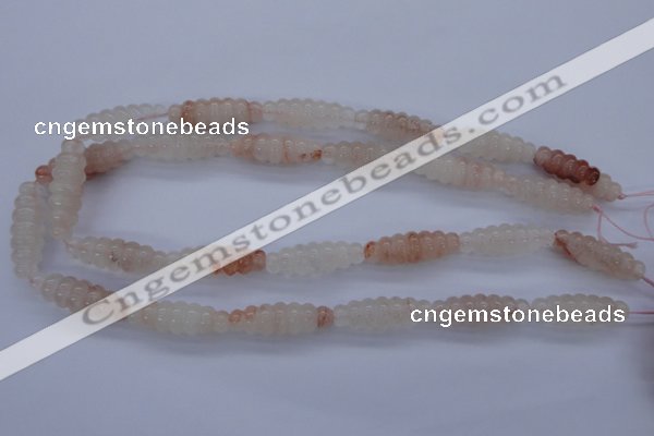 CFG752 15.5 inches 10*30mm carved rice natural pink quartz beads