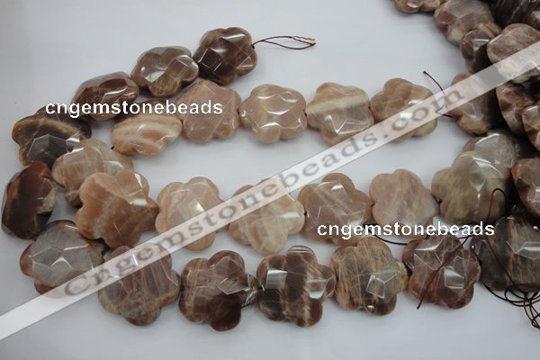 CFG931 15.5 inches 32*33mm faceted & carved flower moonstone beads