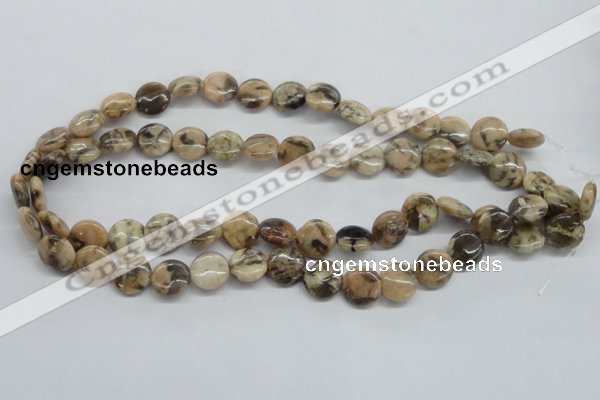 CFS07 15.5 inches 12mm flat round natural feldspar gemstone beads