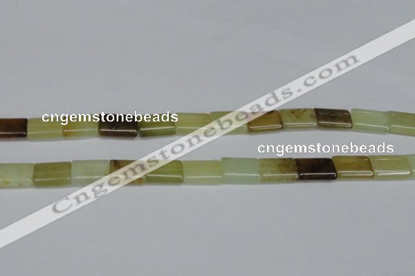 CFW142 15.5 inches 12*16mm flat tube flower jade gemstone beads