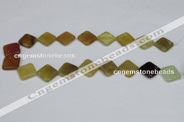 CFW160 15.5 inches 18*18mm diamond flower jade gemstone beads