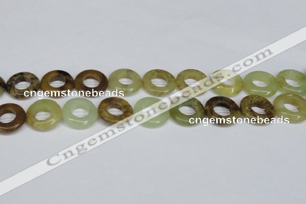 CFW168 15.5 inches 22mm donut flower jade gemstone beads