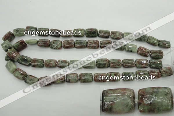 CGA74 15.5 inches 10*14mm rectangle red green garnet gemstone beads