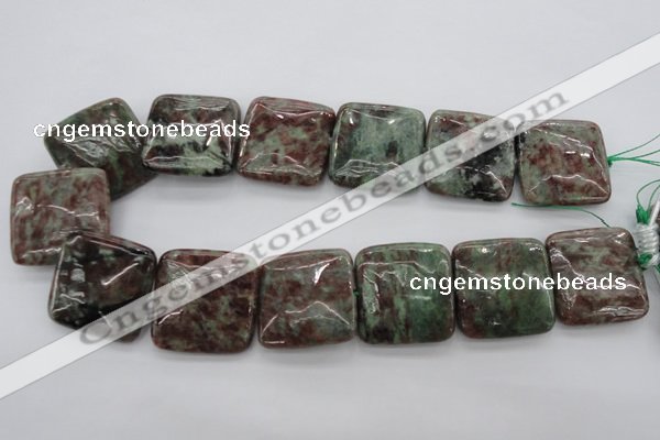 CGA83 15.5 inches 30*30mm square red green garnet gemstone beads