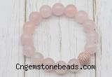 CGB5651 10mm, 12mm rose quartz beads with zircon ball charm bracelets