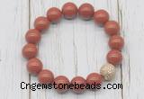 CGB5732 10mm, 12mm red jasper beads with zircon ball charm bracelets