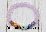 CGB6253 8mm candy jade 7 chakra beaded mala stretchy bracelets