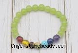 CGB6262 8mm candy jade 7 chakra beaded mala stretchy bracelets