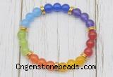 CGB6264 8mm 7 chakra mixed candy jade beaded mala stretchy bracelets