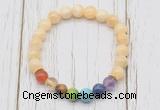 CGB6269 8mm honey jade 7 chakra beaded mala stretchy bracelets