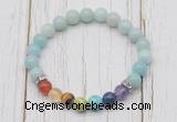 CGB6271 8mm amazonite 7 chakra beaded mala stretchy bracelets