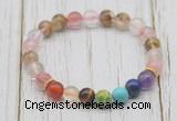 CGB6316 8mm cherry quartz 7 chakra beaded mala stretchy bracelets