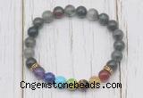 CGB6363 8mm blood jasper 7 chakra beaded mala stretchy bracelets