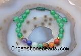 CGB6444 8mm round green agate 7 chakra beads adjustable bracelets