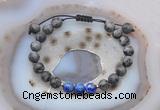 CGB6592 8mm round matte black labradorite & lapis lazuli adjustable bracelets