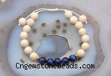 CGB6635 8mm round white fossil jasper & blue tiger eye adjustable bracelets