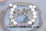 CGB6742 10mm round white howlite & lavender amethyst adjustable bracelets