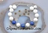 CGB6755 10mm round white howlite & lapis lazuli adjustable bracelets