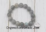 CGB6815 10mm, 12mm faceted labradorite beaded bracelet with alloy pendant