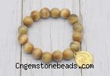 CGB6823 10mm, 12mm golden tiger eye beaded bracelet with alloy pendant