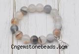 CGB6847 10mm, 12mm montana agate beaded bracelet with alloy pendant