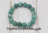 CGB6854 10mm, 12mm green banded agate beaded bracelet with alloy pendant