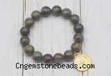 CGB6885 10mm, 12mm dragon blood jasper beaded bracelet with alloy pendant