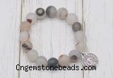 CGB6892 10mm, 12mm matte montana agate beaded bracelet with alloy pendant