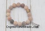 CGB6896 10mm, 12mm matte sunstone beaded bracelet with alloy pendant