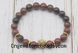 CGB7403 8mm mahogany obsidian bracelet with owl head for men or women