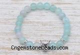 CGB7440 8mm sea blue banded agate bracelet with leopard head for men or women