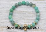 CGB7467 8mm grass agate bracelet with skull for men or women