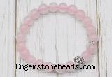 CGB7486 8mm rose quartz bracelet with flower charm for men or women