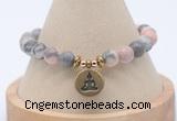 CGB7755 8mm pink zebra jasper bead with luckly charm bracelets