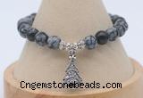 CGB7806 8mm snowflake obsidian bead with luckly charm bracelets