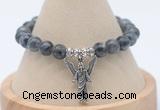 CGB7826 8mm black labradorite bead with luckly charm bracelets