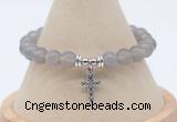 CGB7853 8mm grey agate bead with luckly charm bracelets