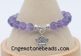 CGB7889 8mm amethyst bead with luckly charm bracelets wholesale