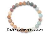 CGB8081 8mm matte amazonite, picture jasper & picasso jasper beaded stretchy bracelets