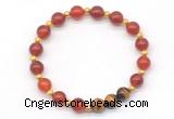 CGB8220 8mm red agate & yellow tiger eye beaded stretchy bracelets