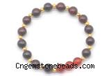 CGB8238 8mm brecciated jasper & red agate beaded stretchy bracelets