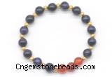 CGB8259 8mm purple yellow tiger eye & red agate beaded stretchy bracelets