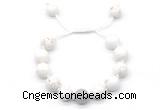 CGB8551 12mm round white howlite adjustable macrame bracelets