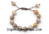 CGB8559 12mm round fossil coral adjustable macrame bracelets