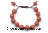 CGB8572 12mm round red jasper adjustable macrame bracelets