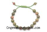 CGB8660 8mm,10mm round unakite adjustable macrame bracelets