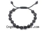 CGB8668 8mm,10mm round black lava adjustable macrame bracelets