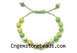 CGB8672 8mm,10mm round green sea sediment jasper adjustable macrame bracelets