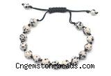 CGB8684 8mm,10mm round dalmatian jasper adjustable macrame bracelets